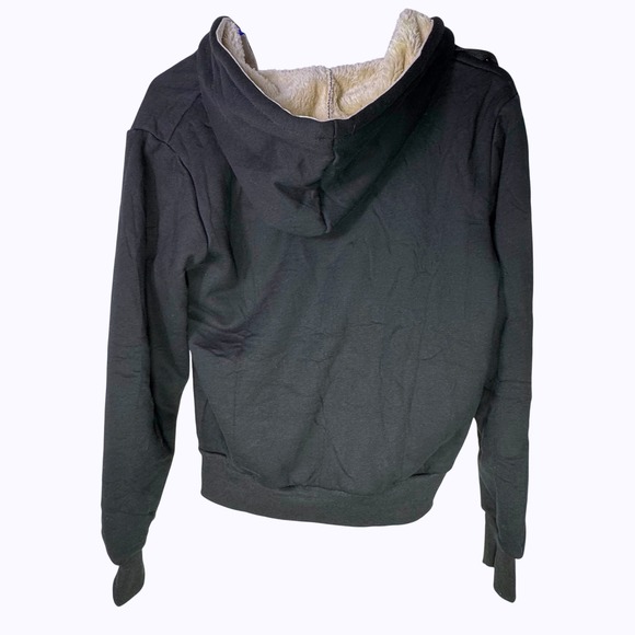 NWT Yeokou Black Sherpa Lined Full Zip Hoodie Jacket Cozy Winter Small - Picture 7 of 8